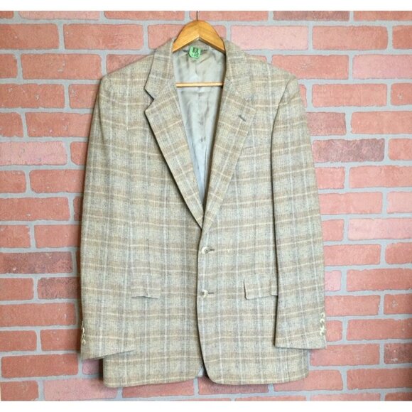Dior Other - Vintage Christian Dior Monsieur Mens Wool Plaid Blazer Jacket Tan Beige 41